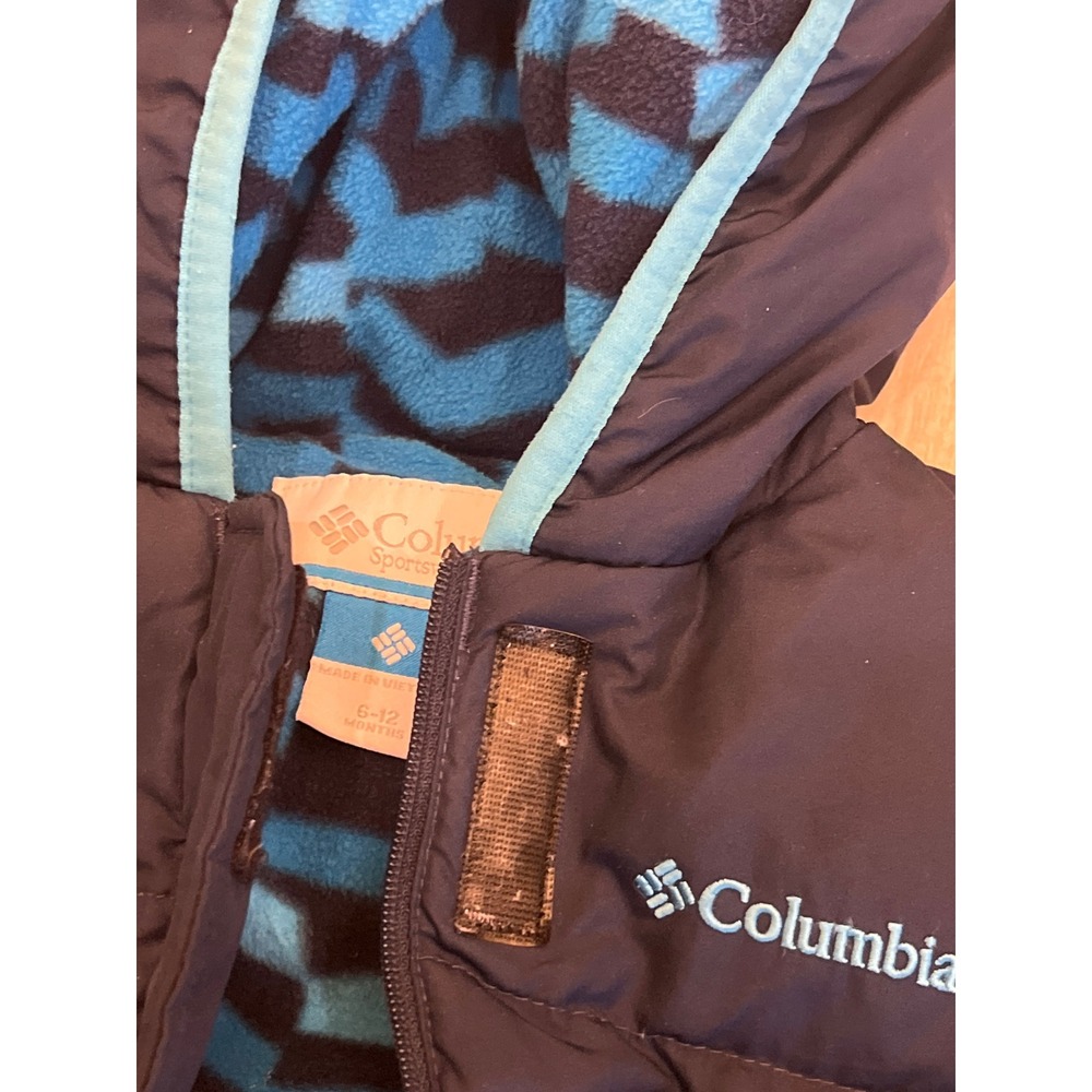 Columbia Sportswear Puffer Snowsuit Bunting Navy Blue Fleece Lined 6 12 Months